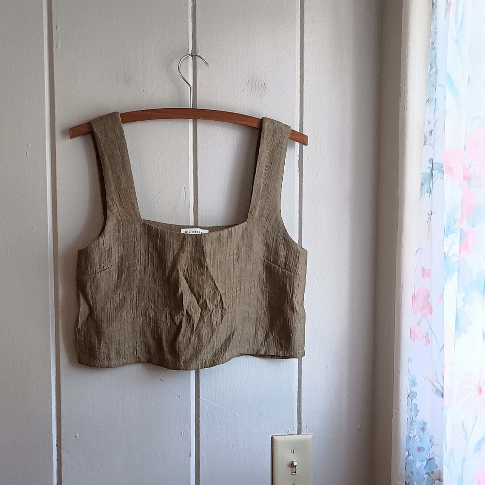 Green Crop Tank Top